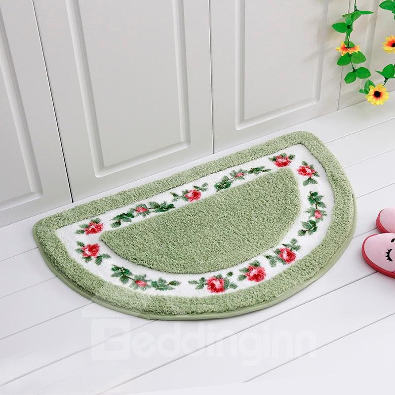 Half Round Shower Rug Noble Graceful Rose Pattern Half-round Bath Rug – beddinginn_main