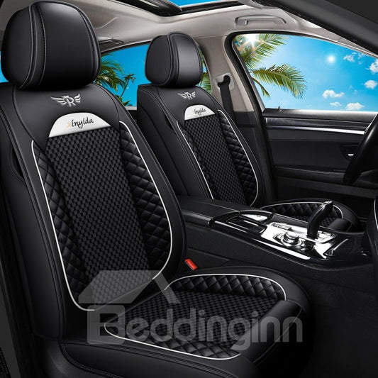 5 Seats Breathable and Cool Ice Silk and Wear-resistant Leather Material Suitable for Most Cars or Pickup Trucks Universal Fit Seat Covers