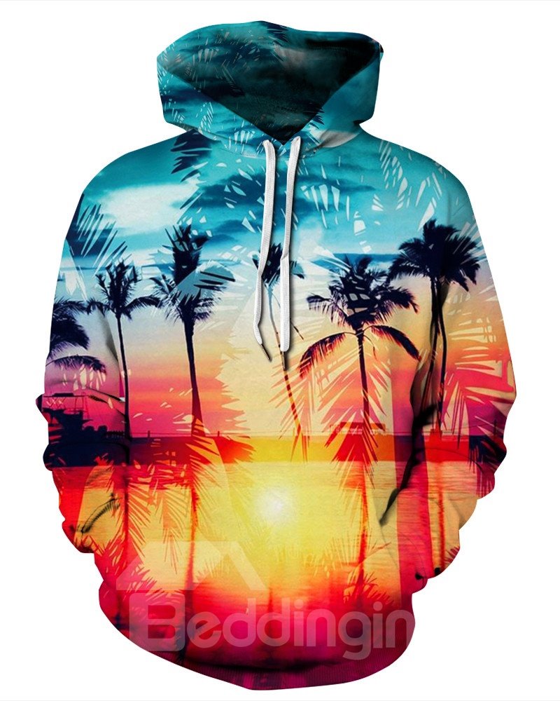Loose Model Polyester Workout Lightweight 3D Painted Hoodie