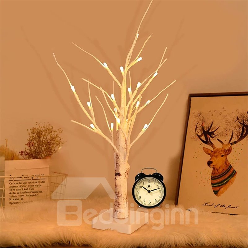 Árbol de abedul iluminado, funciona con pilas y alimentación USB, lámpara de árbol de mesa, luces de árbol de abedul bonsái con LED blanco cálido para decoración de bodas, festivales y fiestas en casa