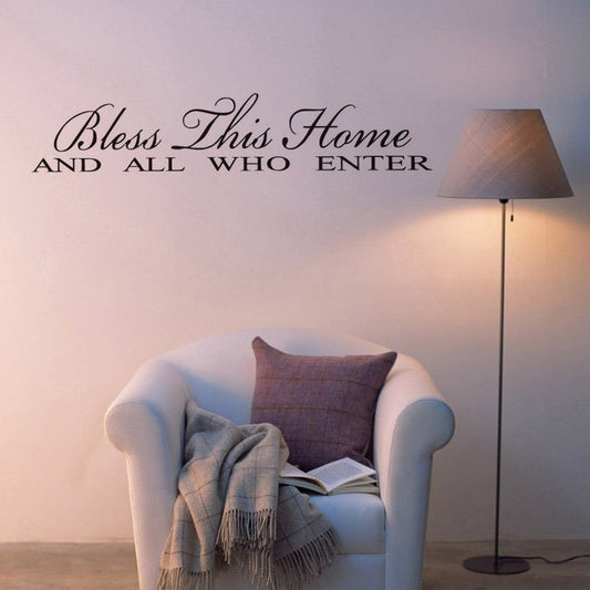 Bless This Home, selbstklebend, sicher, ungiftig, abstrakter Buchstabe, moderne Wandaufkleber, PVC-Wandaufkleber 