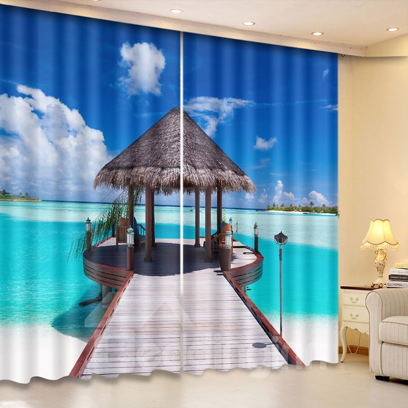 Beddinginn 3D Blackout Creative Seaside Curtain