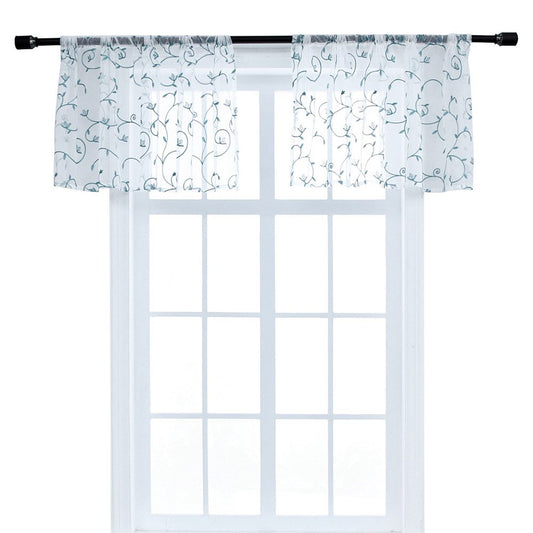 Amerikanischer rustikaler Stil, bestickte Ranken, Fenstervolant, 2 Stück, durchsichtige Voile-Kurzvorhänge für Küchen, Badezimmer, Keller und mehr