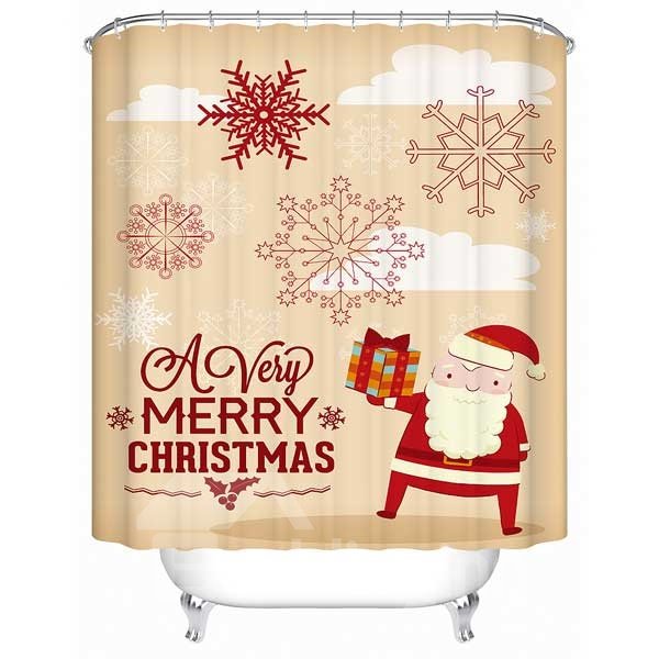 Father Christmas and Snowflake Print 3D Shower Curtain
