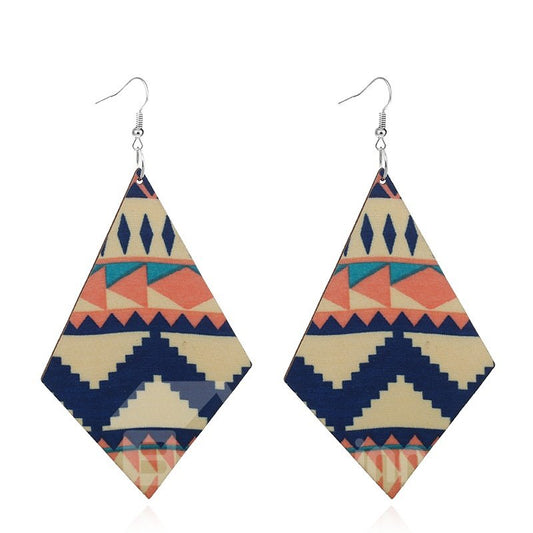 Exaggerated Ethnic Style Wooden Double-sided Geometric Earrings ?
