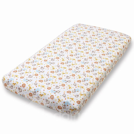 Cute Monkey World Baby Crib Fitted Sheet