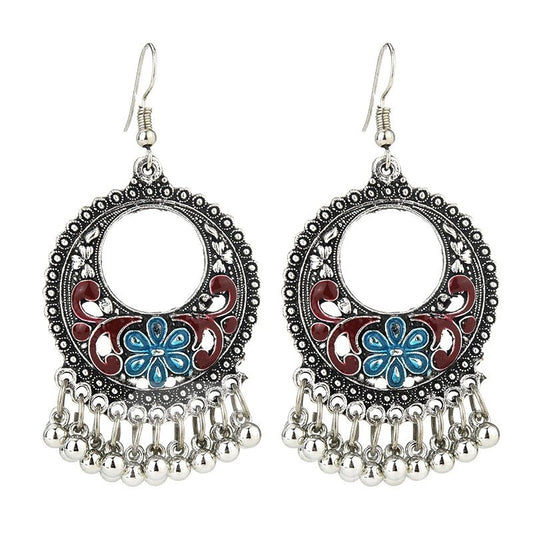 E-Plattierung, technische Legierung, weibliche Tropfenohrringe im geometrischen Retro-Stil