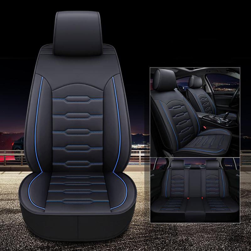 Leather Seat Covers Full Set Faux Leather Front Seat Covers and Back Seat Cover for Cars Universal Fit for Auto Truck Van and SUV