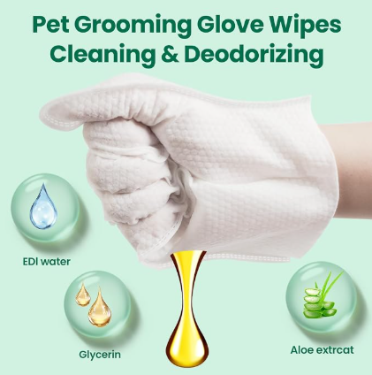 32 PCS Unscented Extra Thick Pet Bathing Wipes for Dogs & Cats, Dog Wipes Washing Gloves, Cleaning & Deodorizing Grooming Gloves for Daily Care and Traveling with EDI Water, Glycerin, Aloe Extract