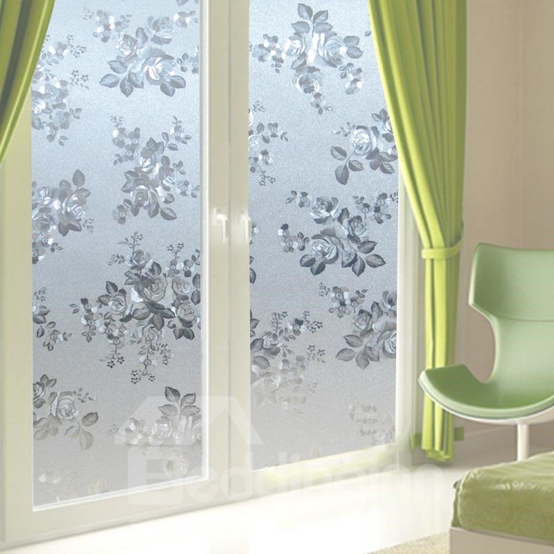 Floral Window Film No-glue Glass Static Sticker Privacy Protection