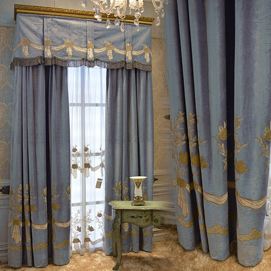 European Embroidery Sheer Curtains Floral Sheer for Living Room Bedroom Decoration Custom 2 Panels Breathable Voile Drapes No Pilling No Fading No off-lining Polyester