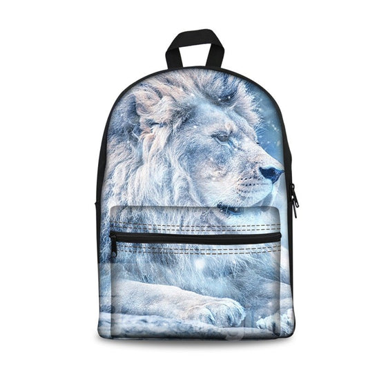 Nuevo Mochila con estampado de leones blancos y animales en 3D, mochilas escolares, mochilas
