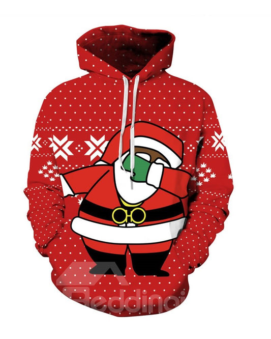 Santa Swag Rap Style Christmas Sudadera con capucha de manga larga con patrón 3D