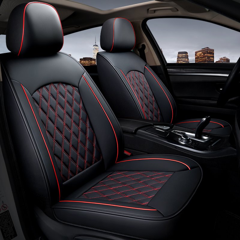 Romantic Light Luxury Style Wear-Resistant And Scratch-Resistant Leather 5 Seats Fully Wrapped Universal Seat Cover Leatherette Automotive Vehicle Cushion Cover for Cars SUV Pick-up Truck