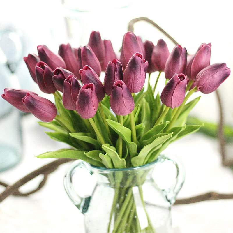 Real Touch PU Tulip Flowers Artificial Tulip for Wedding Room Home Hotel Party Decoration