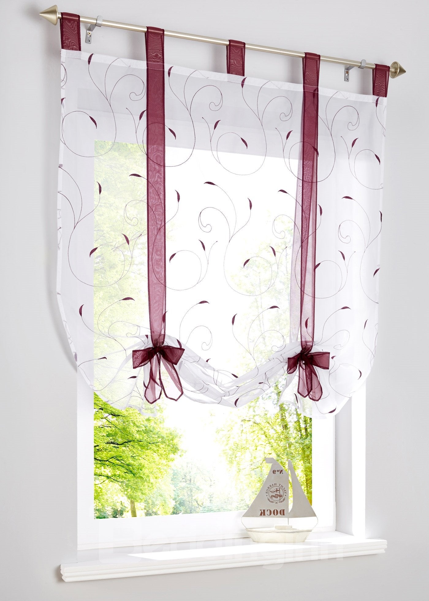 Printed-Line Shade Pastoral Style Window Decor for Kitchen