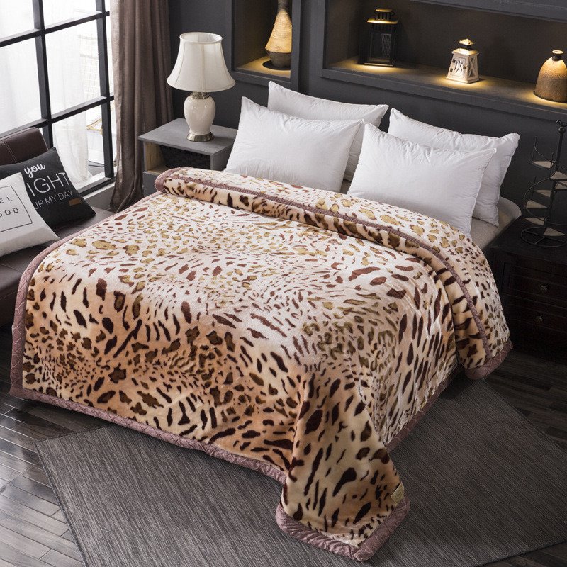 Brown Leopard Print Blanket Thicken Warm Double-sided Fleece Blanket