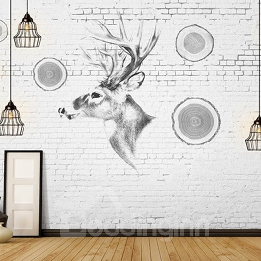 Non-woven Fabrics Waterproof Nordic style Elk 3D Wall Murals/Wallpaper