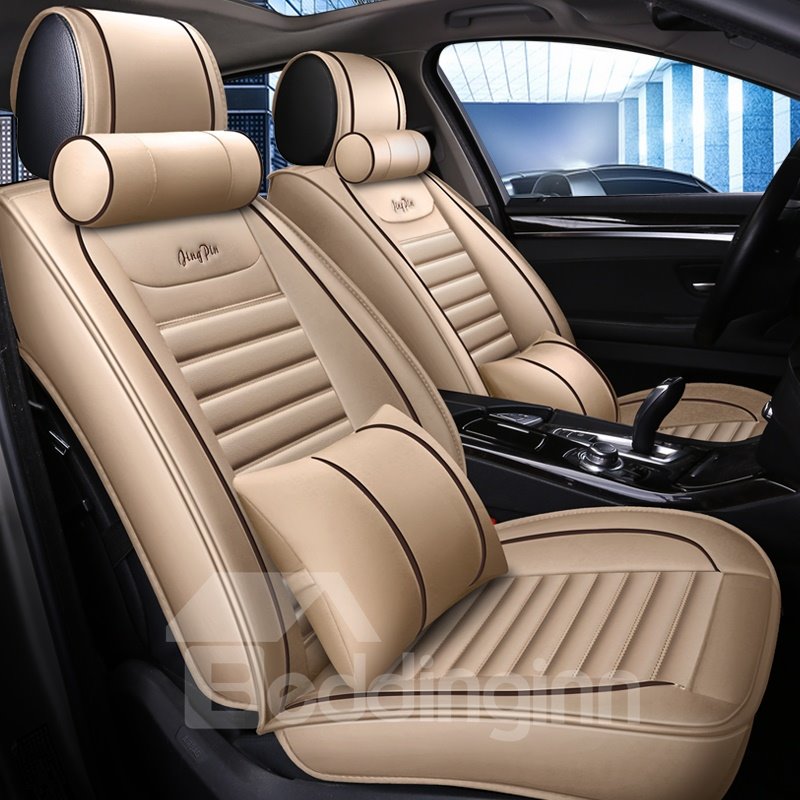 Universal Full Set Car Seat Covers Waterproof Leather Material Compatible with Airbags Spilt Bench Automotive Vehicle Cushion Cover for Cars SUV Pick-up Truck