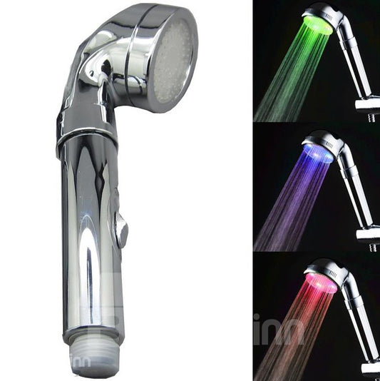 Gorgeous Silver LED Shower Head Many Colors Changing by Temperature