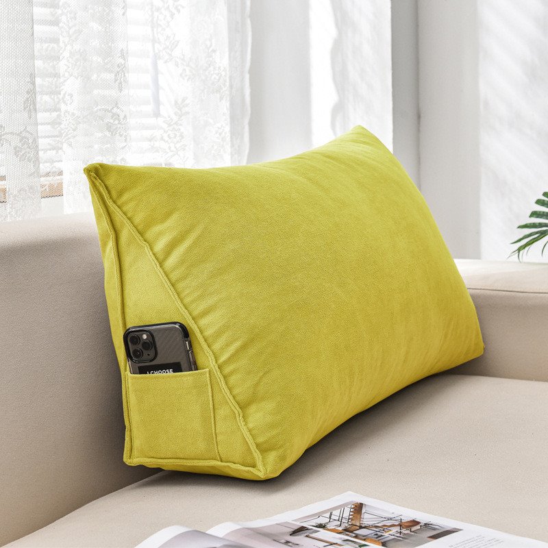 Cojín de cuña con respaldo moderno, almohada de Color sólido con bolsillo para sofá cama, oficina, duradero, agradable para la piel, para todas las estaciones