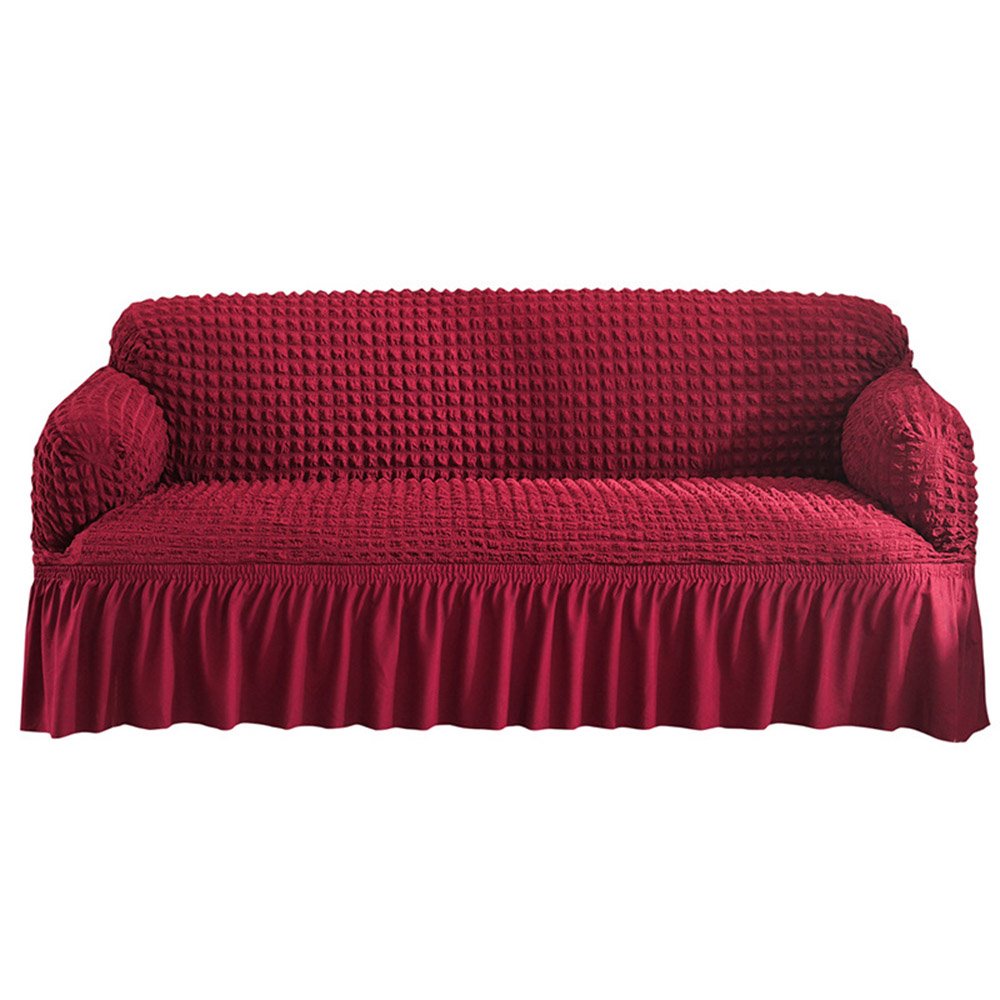 Funda de sofá Seersucker con falda, funda elástica Universal para sofá, Protector de muebles para silla y sofá de fácil instalación 