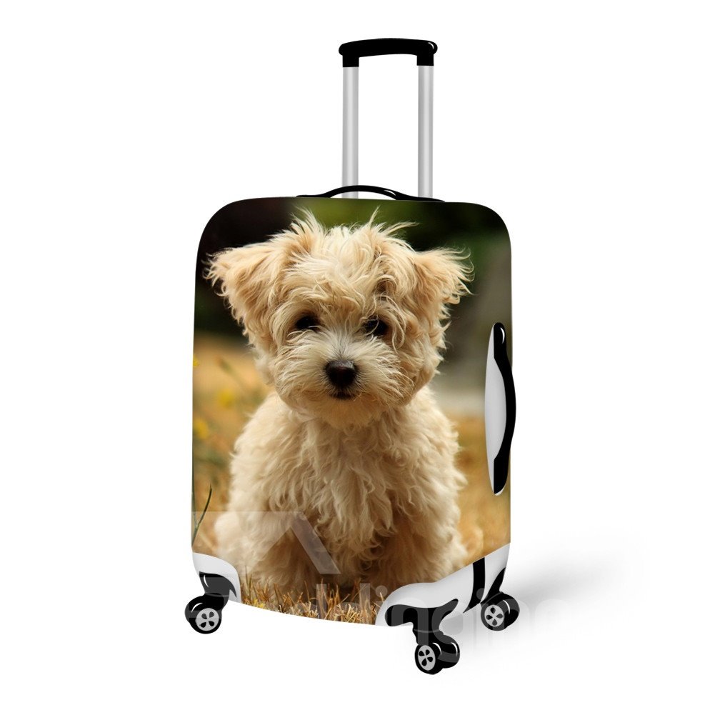 Preciosa funda de equipaje pintada en 3D con diseño de perro y cara sonriente