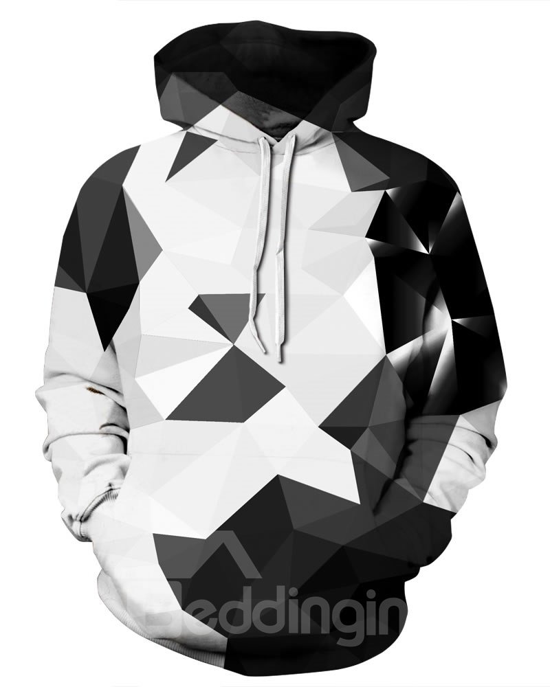 Sudadera con capucha pintada en 3D con estampado gráfico abstracto geométrico de manga larga
