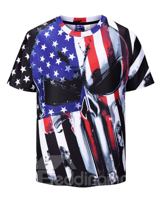 Imprimir Color vibrante Solidez Modelo recto Poliéster Camiseta 3D