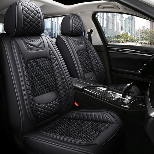 Funda de asiento de automóvil Cojín de cuero sintético a prueba de agua con soporte lumbar incorporado Ajuste delantero y trasero para sedán SUV Camión Hatchback Uso duradero 