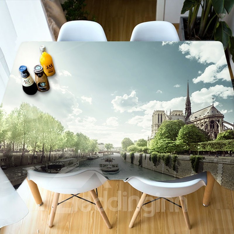 Rechteckige ölbeständige 3D-Tischdecke aus Polyester im europäischen Stil