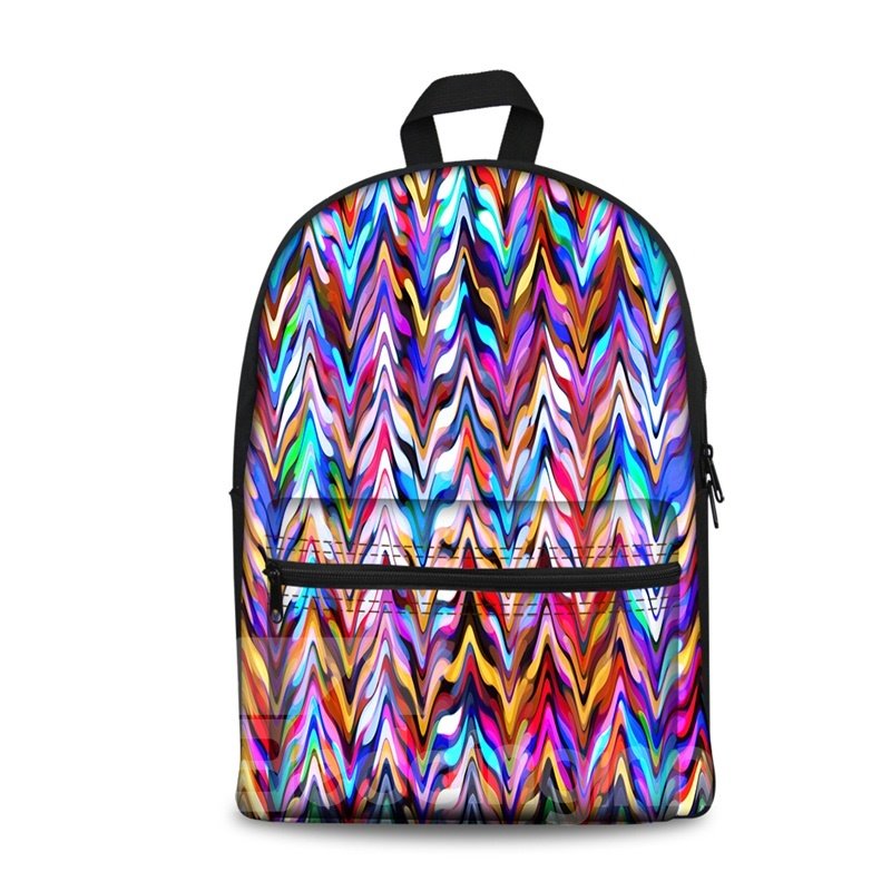 3D Abstract Art Colorful School Backpack for Boys Girls Fashion Durable Book Bag