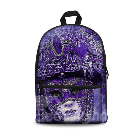 Schönheit mit lila Schildmuster, waschbar, leicht, 3D-gedruckte Rucksäcke
