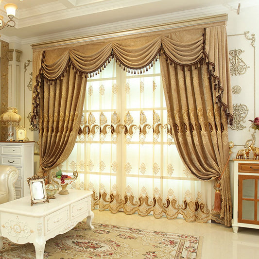 European Luxury Elegant Embroidery Sheer Curtains for Living Room Bedroom Decoration Custom 2 Panels Breathable Voile Drapes No Pilling No Fading No off-lining Polyester