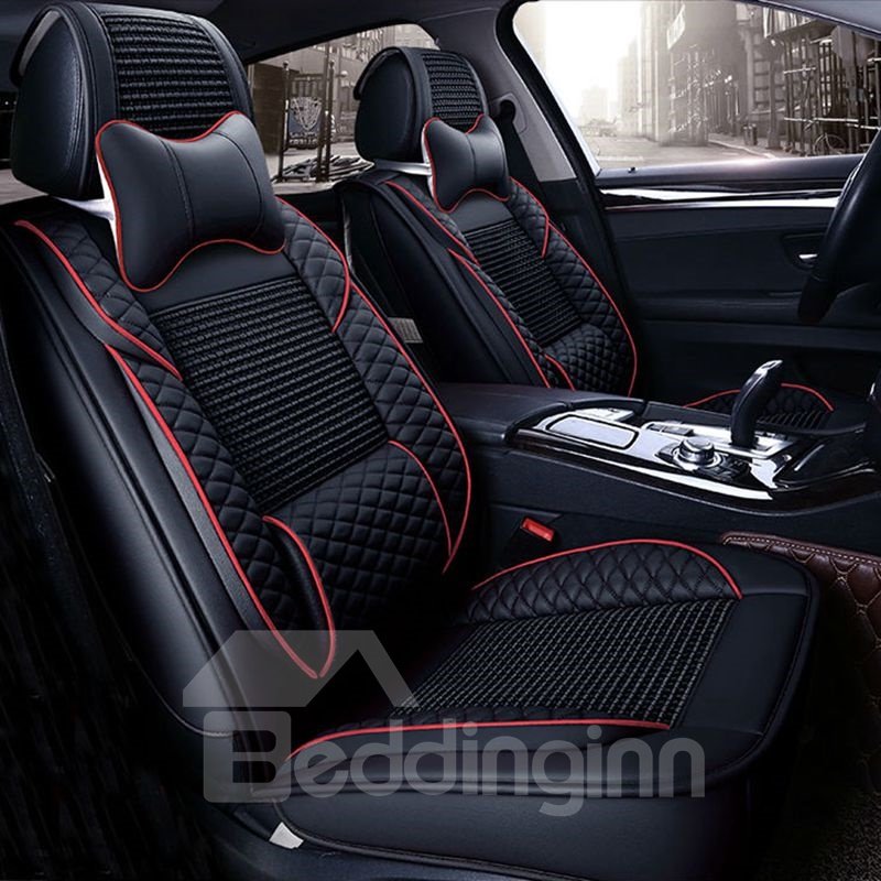Textured Luxurious Durable Three-dimensional Ice Silk And Rayon Material Front and Rear Split Bench Protection Car Seat Cover for Auto Truck Van SUV
