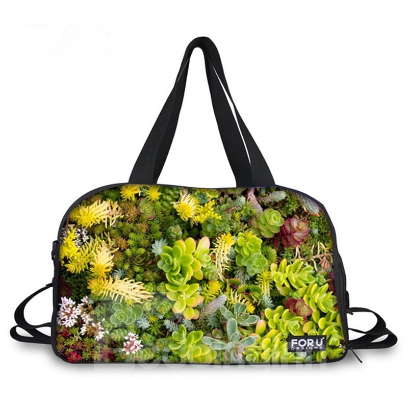 Vivid Succulent Pattern 3D Painted Travel Bag