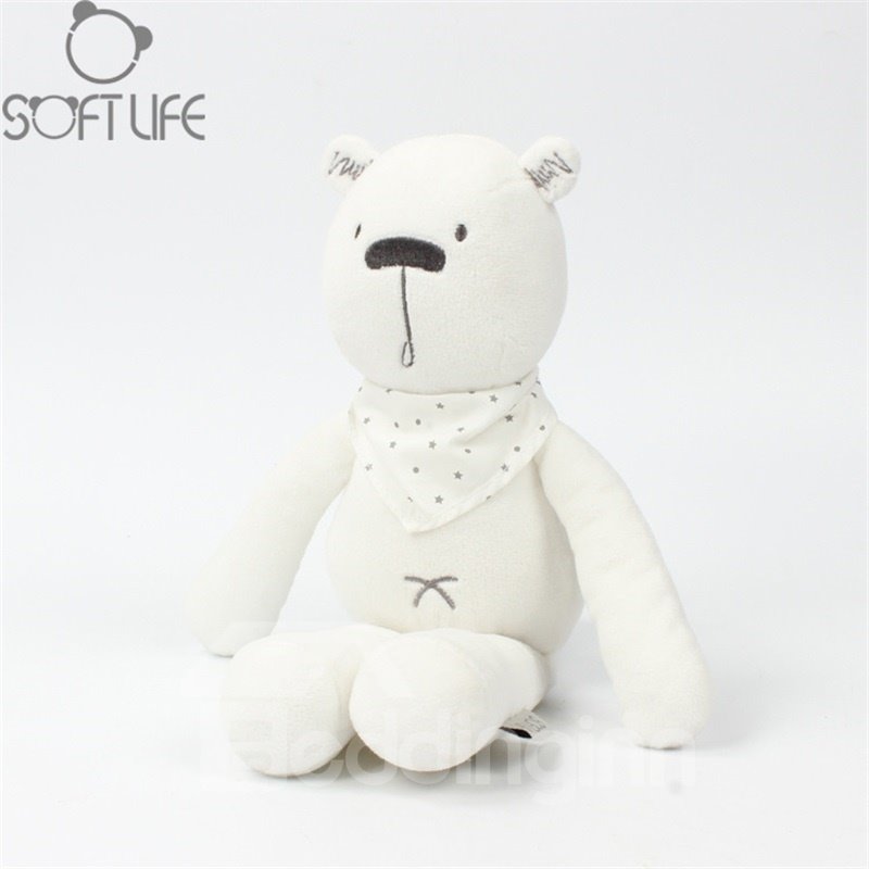 Weißer Bär mit Schal, weiches Plüsch-Baby-Schlaf-/Tröstkissen-Spielzeug