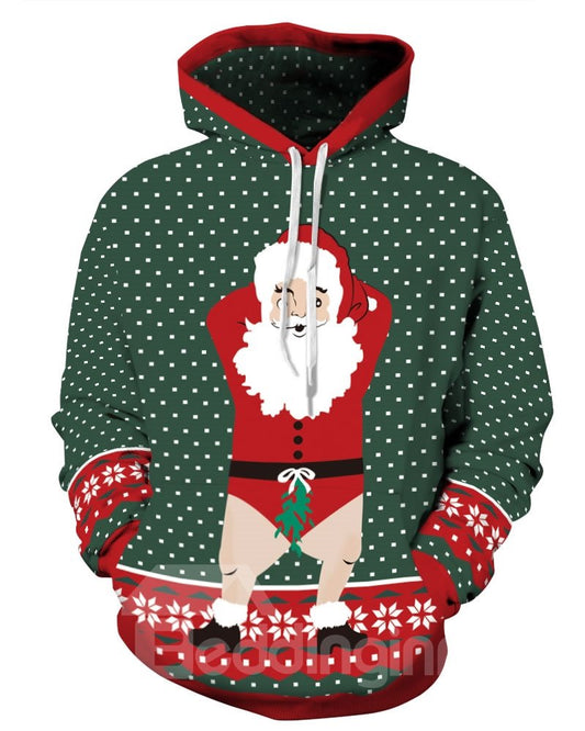 Weihnachtsmann, lustiger Weihnachts-Kapuzenpullover mit langen Ärmeln und 3D-Muster