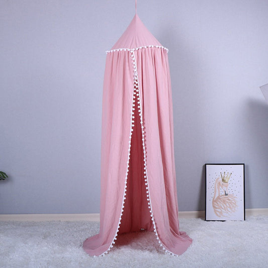 Tiendas de campaña decorativas para habitación de niños, cortinas de cama para niños con cúpula, mosquiteros para cama de casa de juegos para interiores de color rosa 