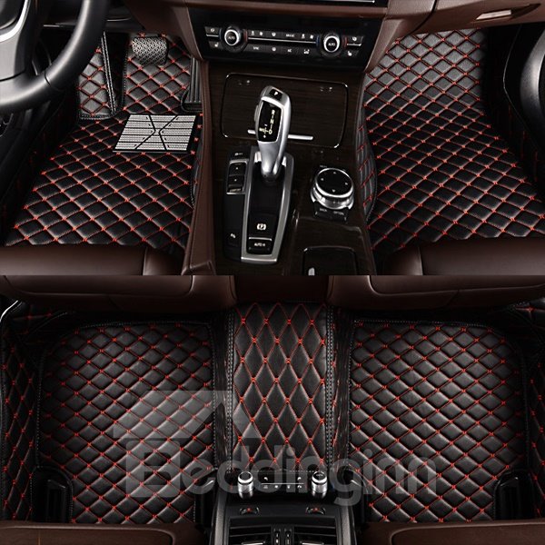 Classic Black And Red Grid Lines Design Custom Fit Car Floor Mats Liners