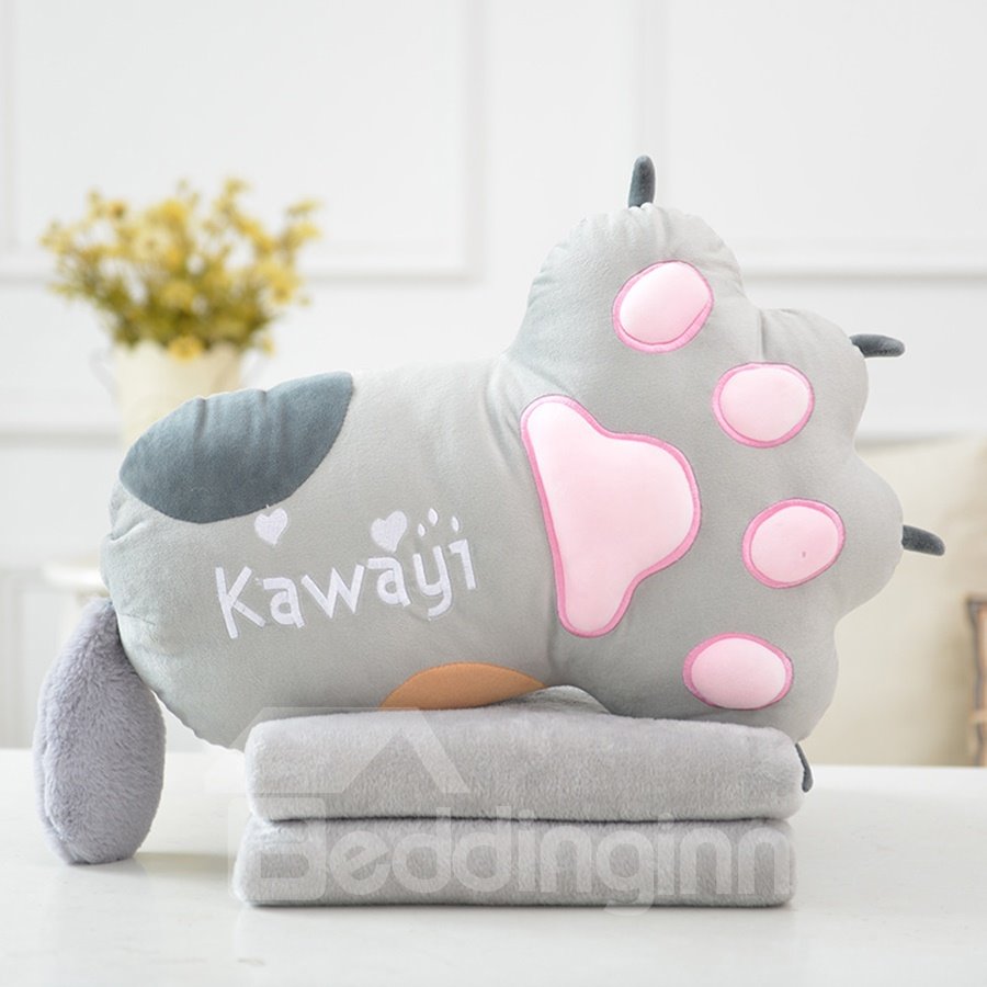 Manta y juguete de felpa suave y transpirable para bebé, pata de gato bonita y creativa