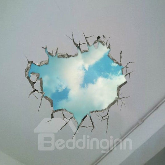 Etiqueta de la pared del paisaje del cielo de la pared rota 3D elegante impresionante divertida creativa
