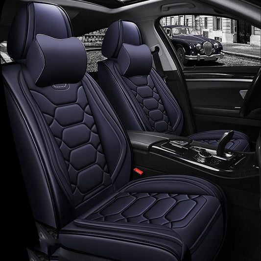 5 Seats Car Seat Covers Full Set Non-slip Durable Leather Material Universal Fit to Most Cars Interior Car Accessories(Neck Pillows not Included)