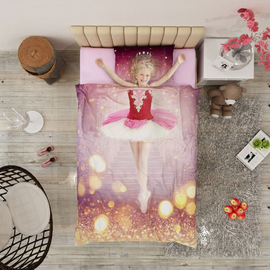 Juego de funda nórdica 3D de 4 piezas de Ballet, ropa de cama rosa de satén de algodón de alta calidad, transpirable y resistente al desgaste, para niñas de los años 60 