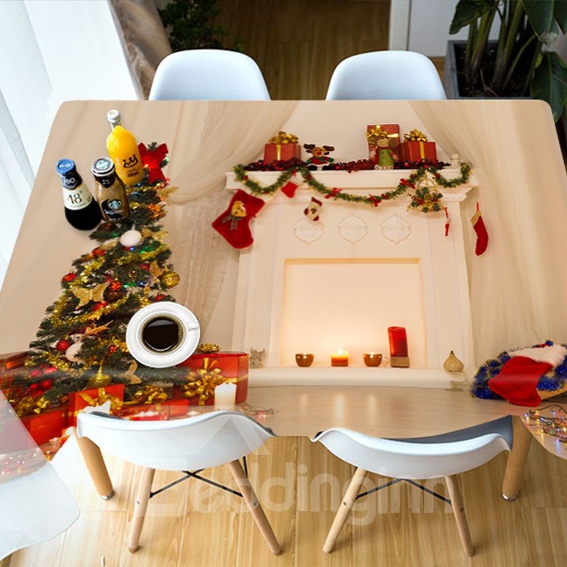 Wasserdichte weihnachtliche 3D-Tischdecke aus Polyester im europäischen Stil
