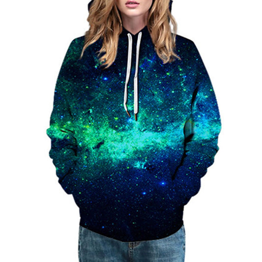 3D-gedruckter grüner Galaxie-Herren-Kapuzenpullover, Paar-Outfit, Unisex-Pullover, Hoodies, langärmelig, lockeres Sweatshirt, Sportbekleidung 