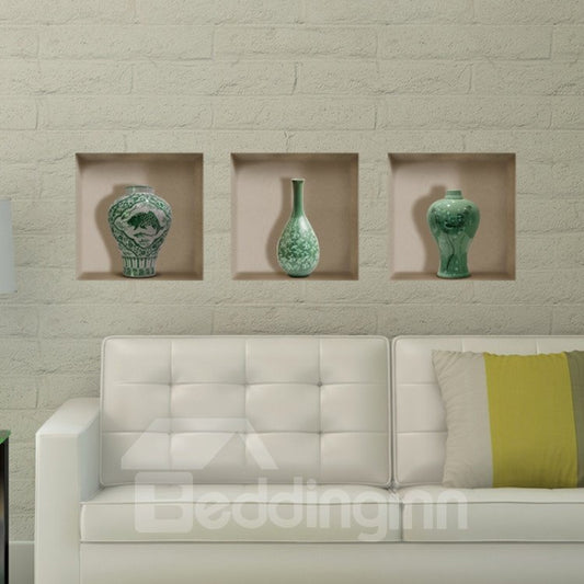 Stunning Flower Vase Ornament Pattern 3D Wall Stickers