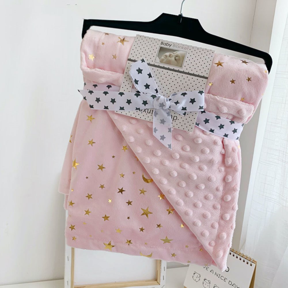 Starry Baby Blanket Super Soft Plush with Double Layer Dotted Backing Lovely Design Received Blanket