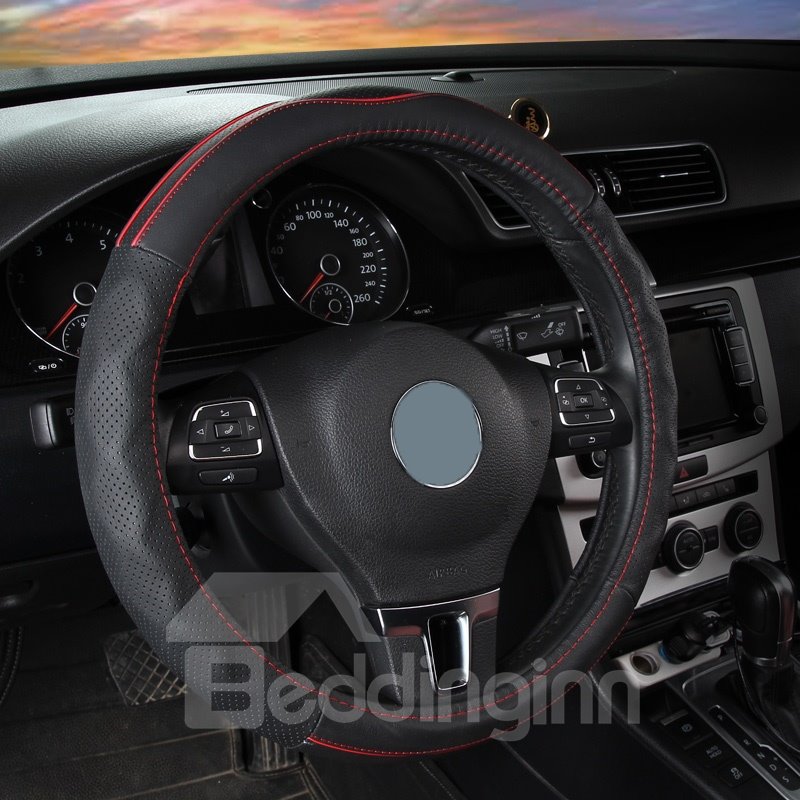 Simple Style Leather Color Block Steering Wheel Cover