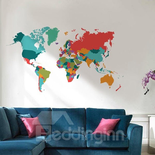 wholesale pegatinas de pared coloridas del mapa del mundo